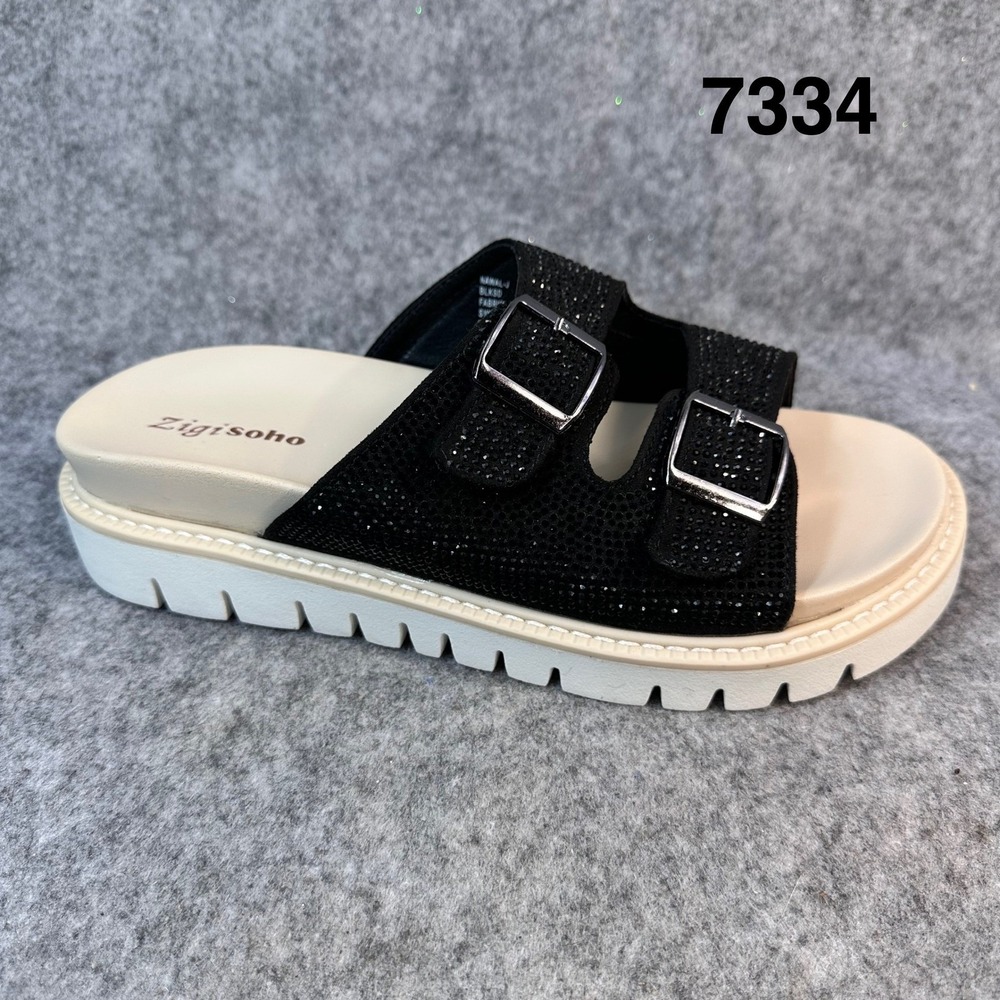 Zigisoho Nawal-J Womens Platform Slide Sandals Black Rhinestone Buckle Size 8.5